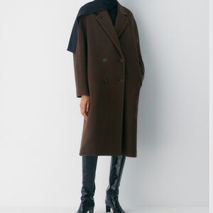 aritzia slouch coat brown (small)